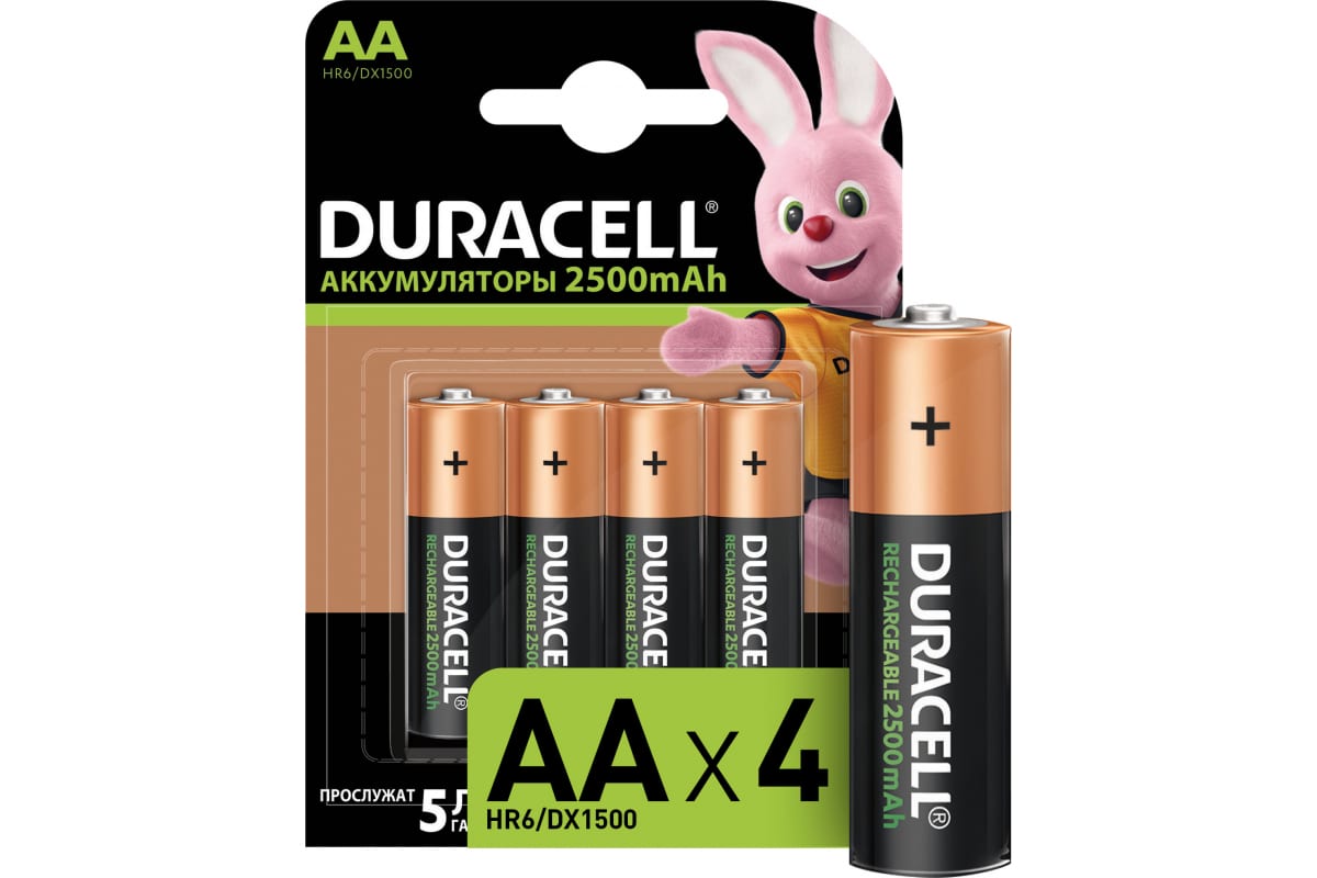 

Аккумулятор Duracell размера AA 2500 мАч, 4 шт. Б0014863
