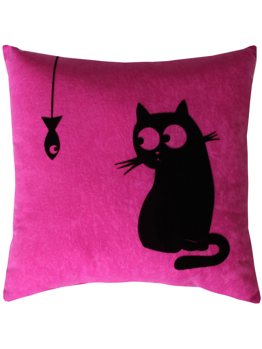 

Подушка декоративная МАТЕХ MEOW LINE. FISH 35*35*15. Цвет фуксия черный арт. 28-161, MEOW