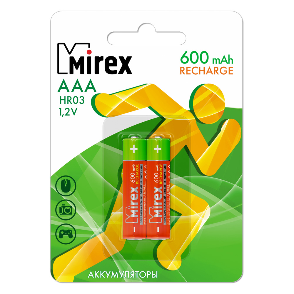 Аккумулятор Mirex, Ni-MH HR03 / AAA 1000mAh 1,2V 2 шт ecopack 23702-HR03-10-E2