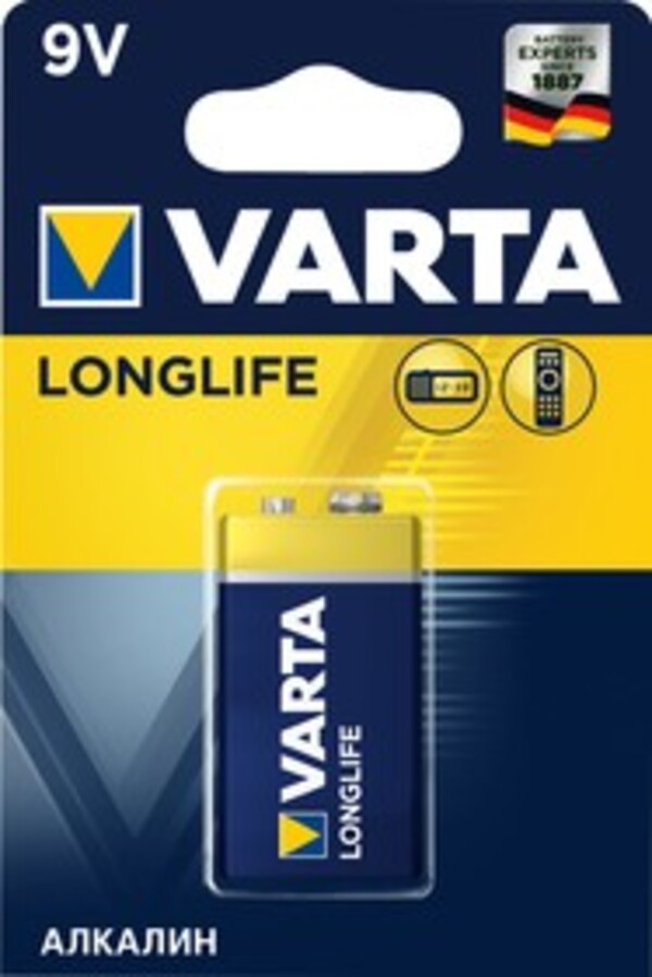 

Батарейка Алкалиновая Varta Longlife Тип Крона 9v, Упаковка 1 Шт Varta арт. 4122113411