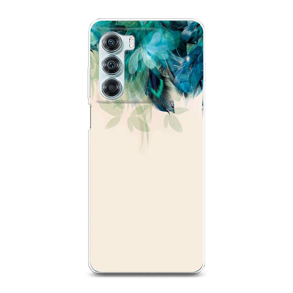 фото Силиконовый чехол "перья голубого цвета" на moto edge s30 awog