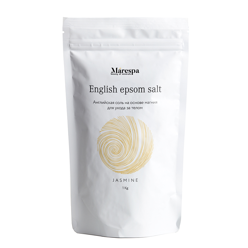 Соль для ванн Marespa Эпсом английская, расслабляющая, c маслом жасмина и ванили 1 кг рамед ная морская соль с эфирным маслом мяты 1000
