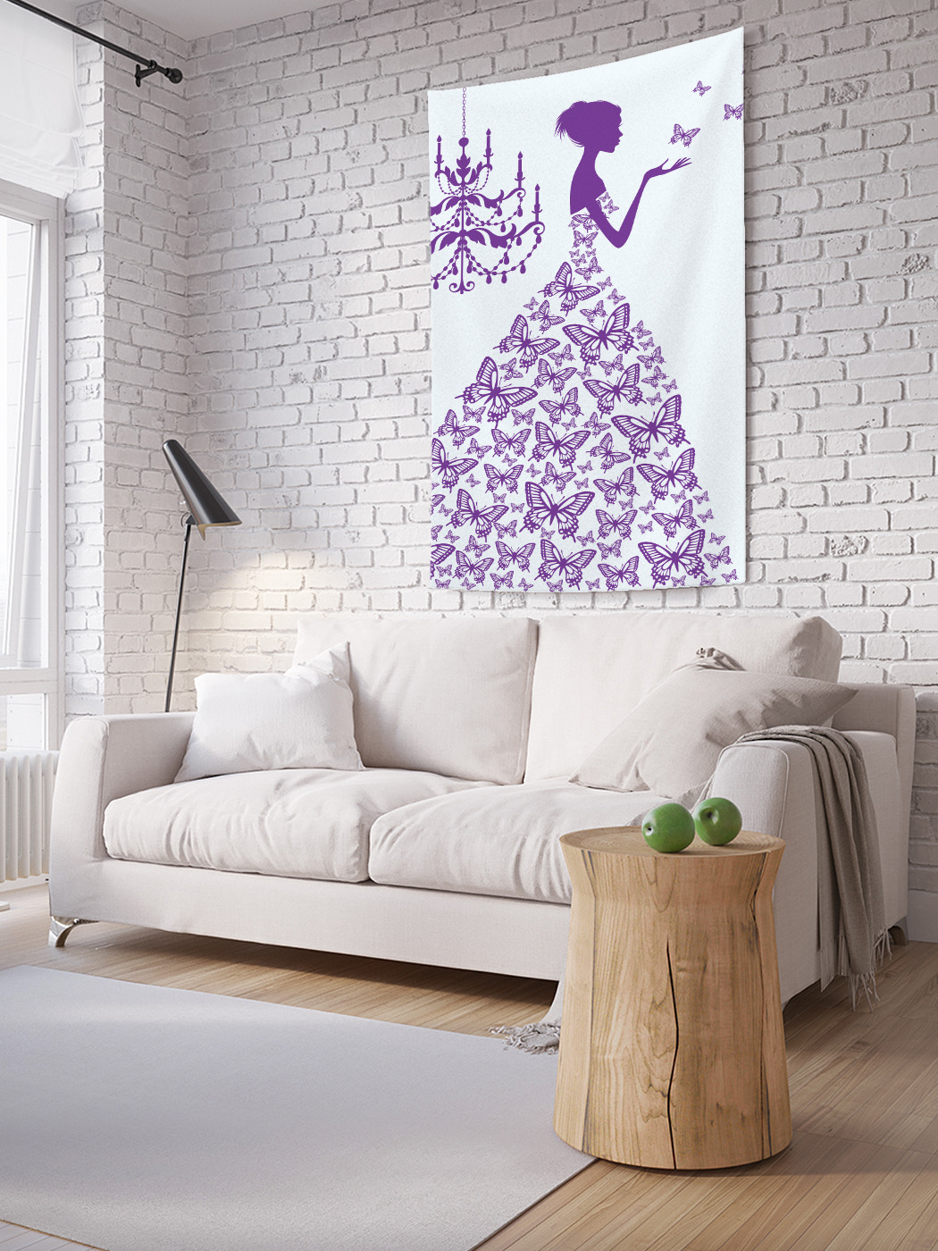 фото Вертикальное фотопанно на стену joyarty "платье с синими бабочками", 150x200 см
