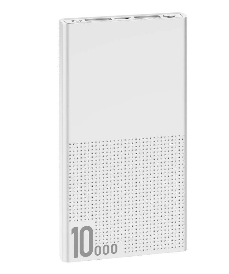 

Внешний аккумулятор Veizer VZ-PBK-001, 10000 мАч, 2 USB, индикатор, фонарик, белый