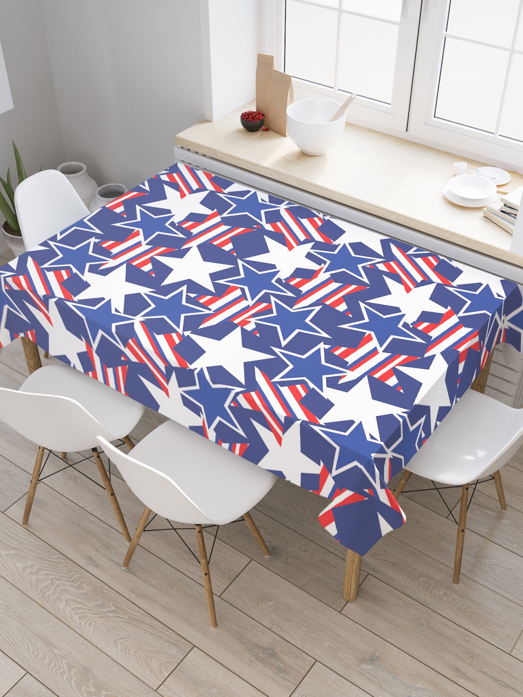 

Скатерть прямоугольная JoyArty "Звезды США" из оксфорда, 120x145 см, Синий, Звезды США