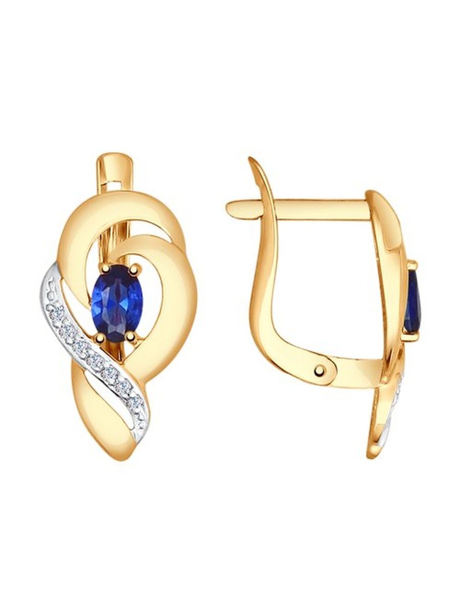 

Серьги из золота TEO MAORI 837724800, сапфир искусственный/фианит, 837724800