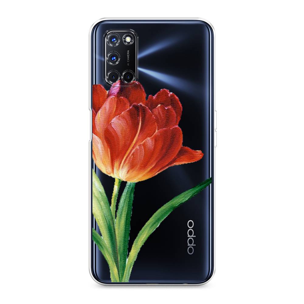 фото Силиконовый чехол "красный тюльпан" на oppo a72 awog