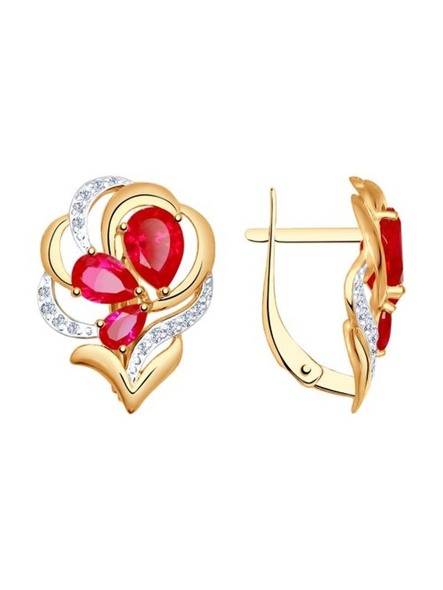 

Серьги из золота TEO MAORI 837725038, рубин искусственный/фианит, 837725038