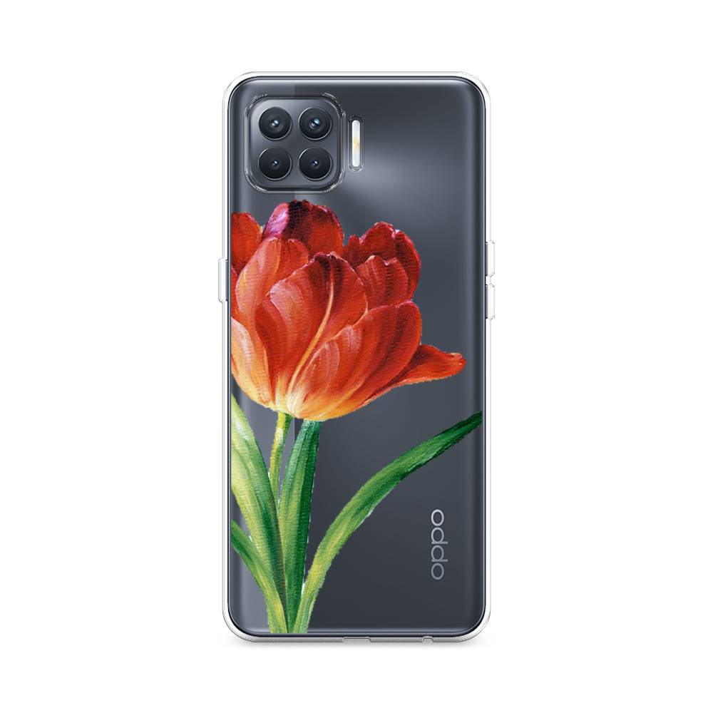 фото Силиконовый чехол "красный тюльпан" на oppo a93 awog