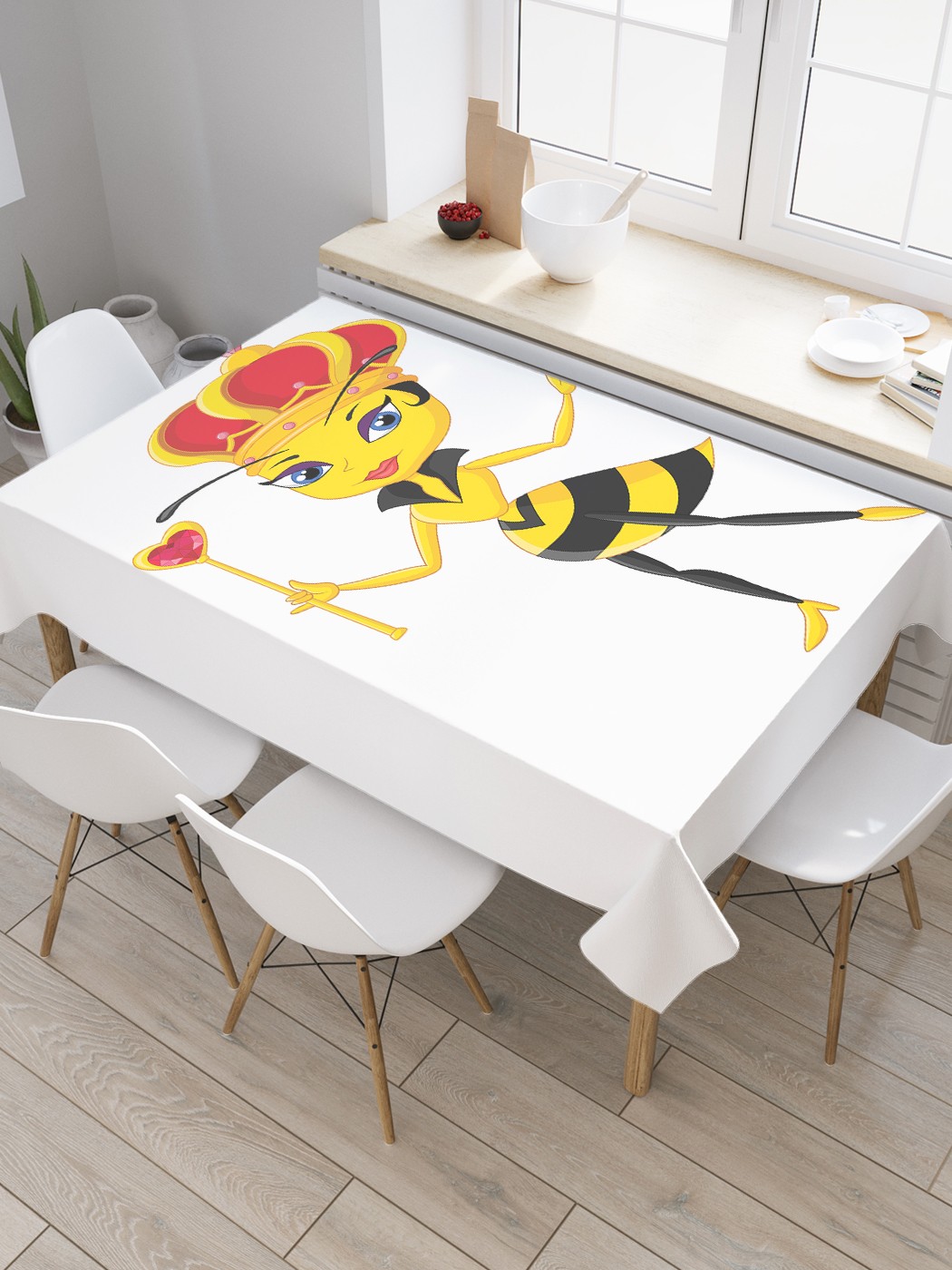 

Скатерть прямоугольная JoyArty "Пчелка с сердечком" из сатена, 120x145 см, Белый, Пчелка с сердечком