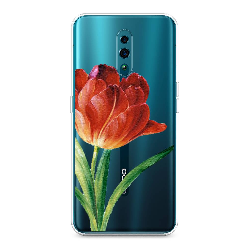 фото Силиконовый чехол "красный тюльпан" на oppo reno awog