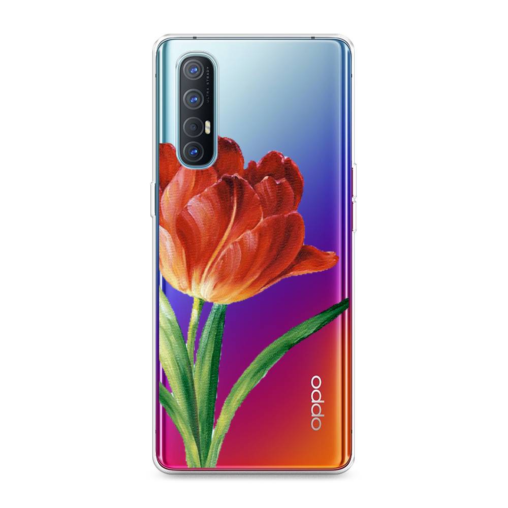 фото Силиконовый чехол "красный тюльпан" на oppo reno 3 pro awog