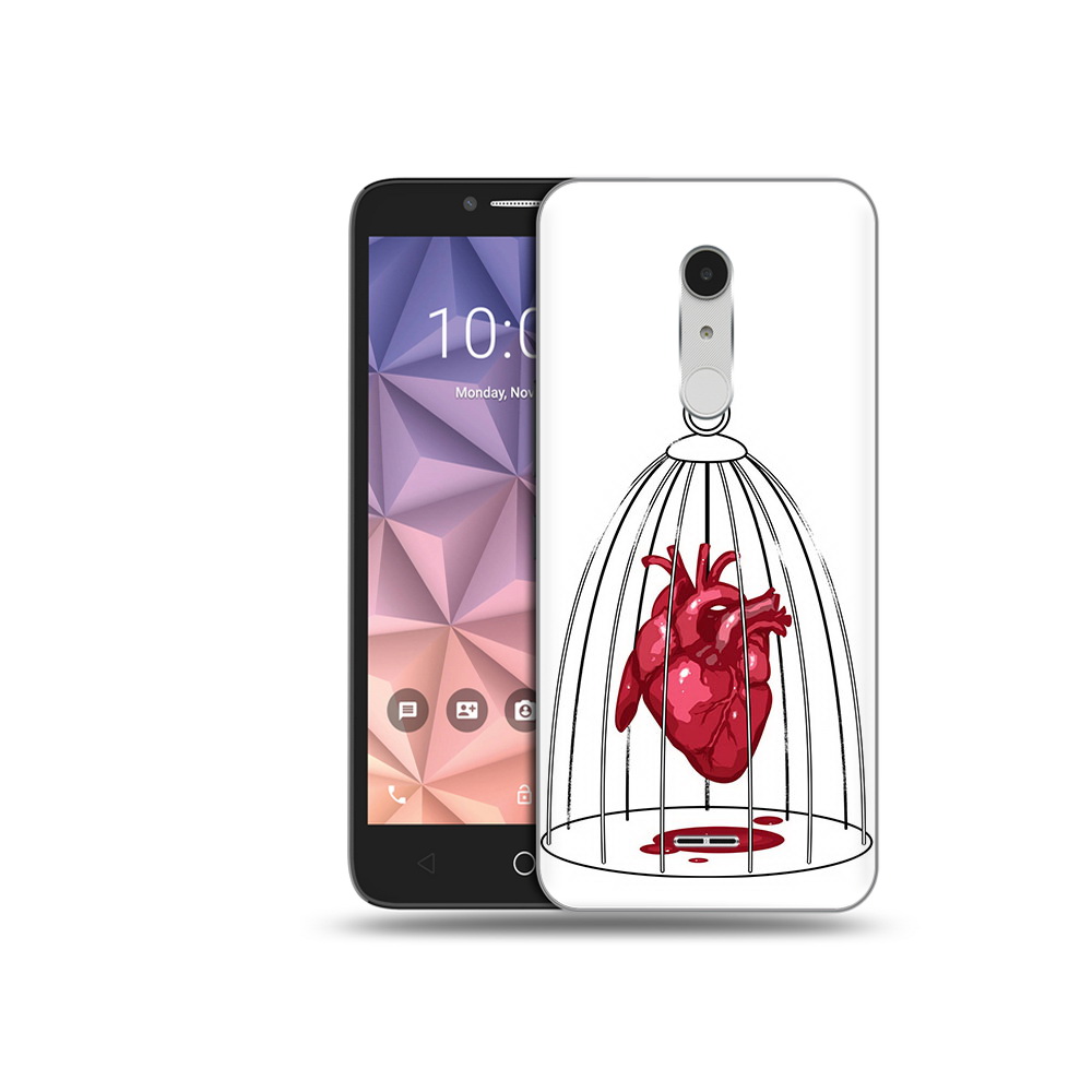 

Чехол MyPads Tocco для Alcatel A3 XL сердце в клетке, Прозрачный, Tocco