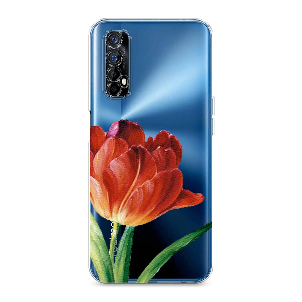 фото Силиконовый чехол "красный тюльпан" на realme 7 awog