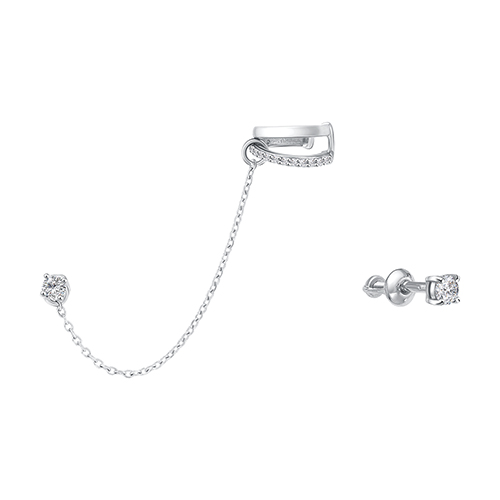 

Серьги каффы из серебра ЯХОНТ Золотой 265448, фианит, 265448