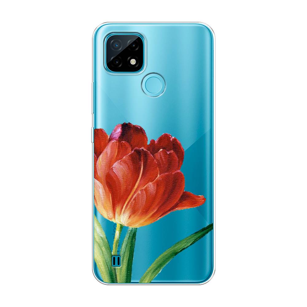 фото Силиконовый чехол "красный тюльпан" на realme c21 awog