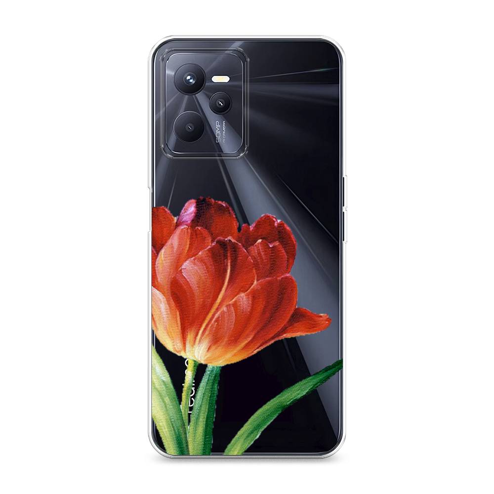 фото Силиконовый чехол "красный тюльпан" на realme c35 awog