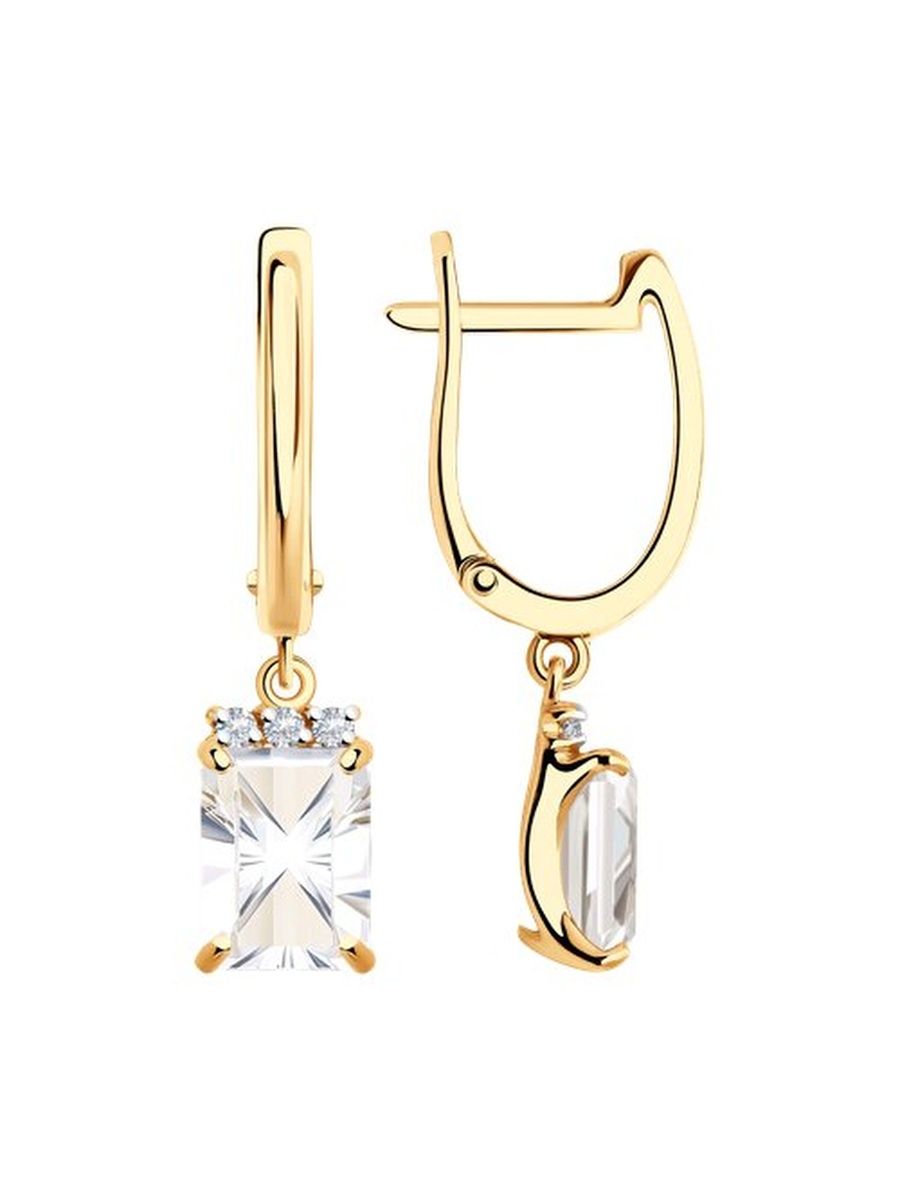

Серьги подвески из золота TEO MAORI 8727643, горный хрусталь/фианит, 8727643