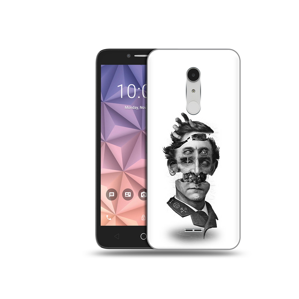 

Чехол MyPads Tocco для Alcatel A3 XL страшное лицо абстракция, Прозрачный, Tocco