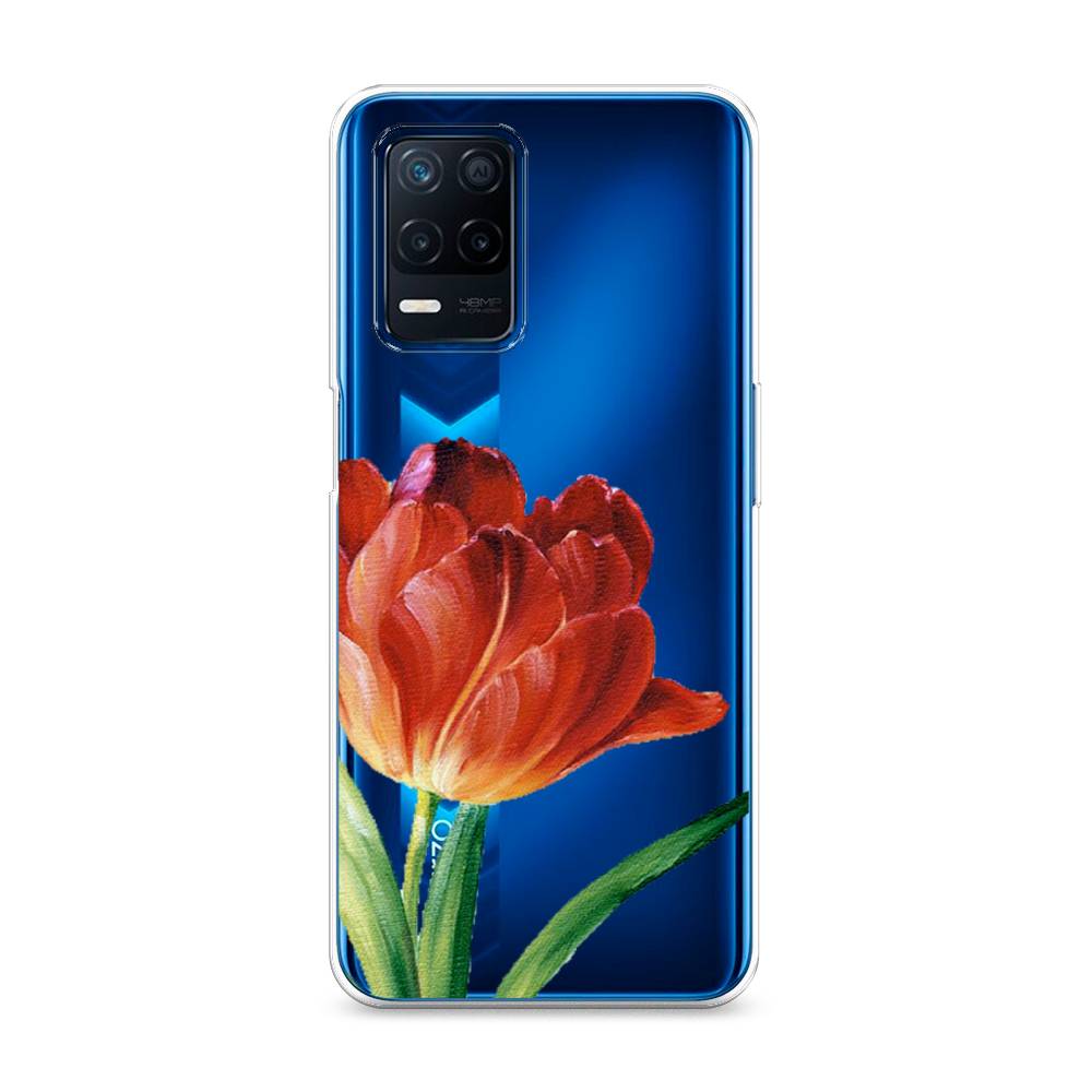 фото Силиконовый чехол "красный тюльпан" на realme narzo 30 5g awog