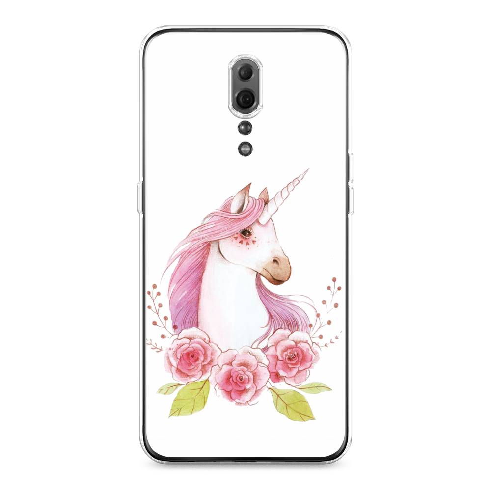 

Чехол для Oppo Reno Z "Единорог цветы", Белый;розовый;серый, 250950-1