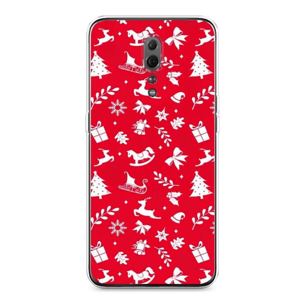 

Чехол для Oppo Reno Z "Красный новогодний фон", Красный;белый, 250950-5
