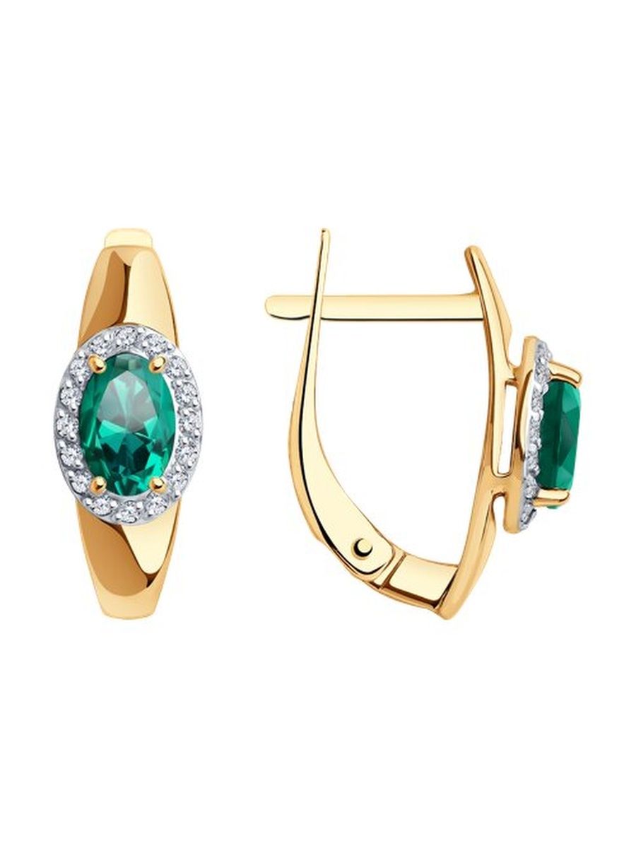 

Серьги из золота TEO MAORI 8728354, изумруд искусственный/фианит, 8728354