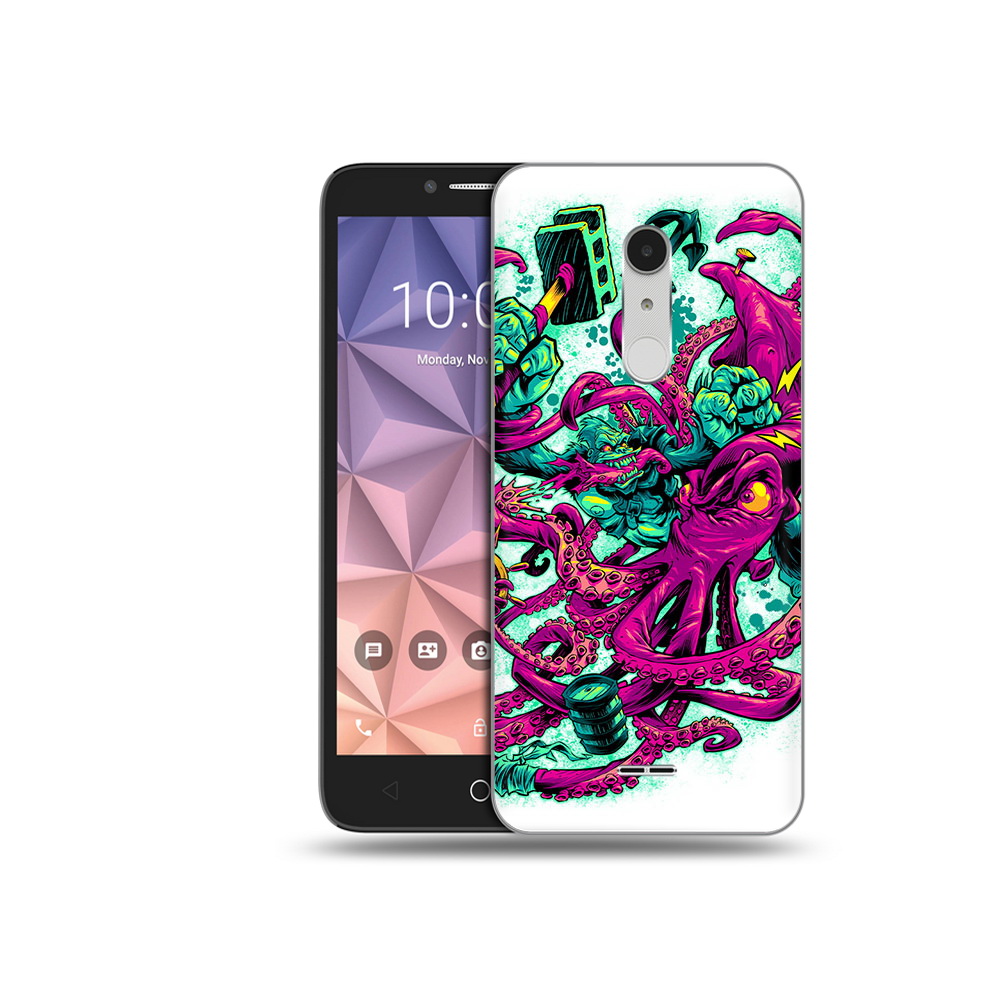 

Чехол MyPads Tocco для Alcatel A3 XL фиолетовый кракен, Прозрачный, Tocco