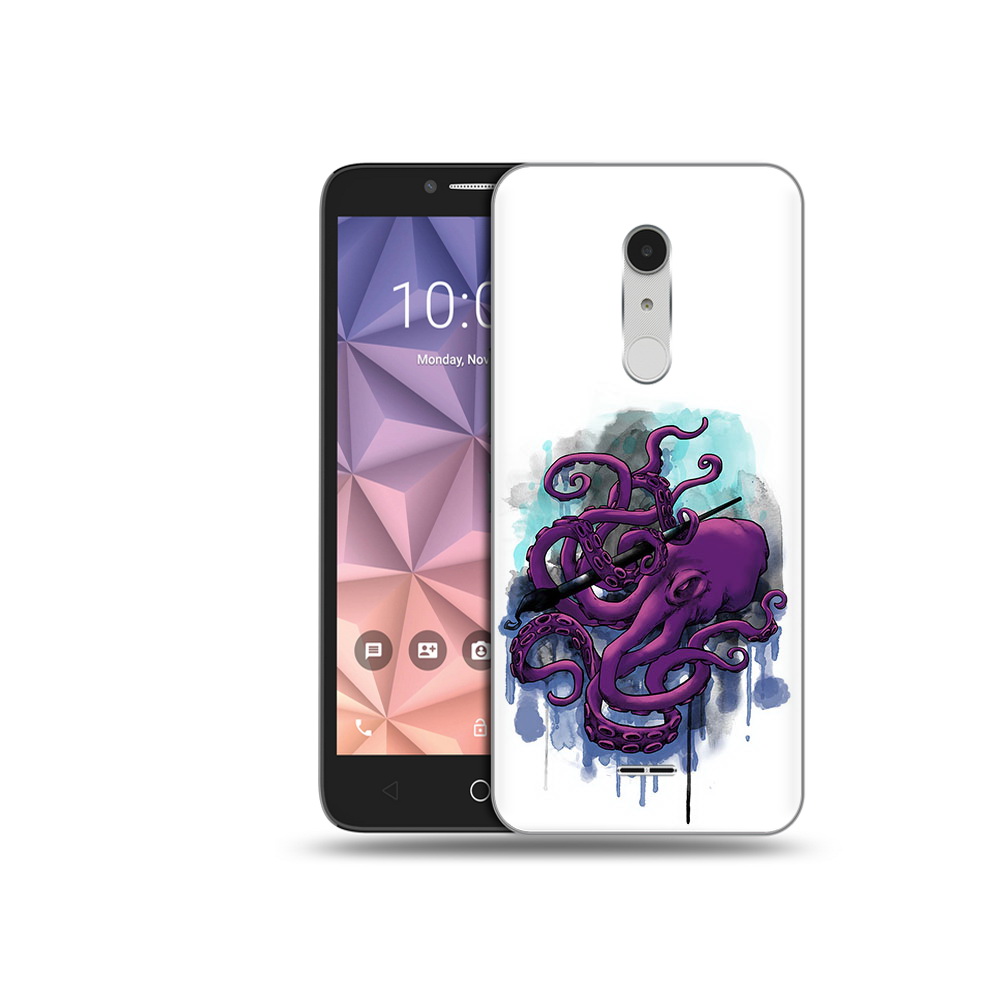 

Чехол MyPads Tocco для Alcatel A3 XL фиолетовый осьминог, Прозрачный, Tocco