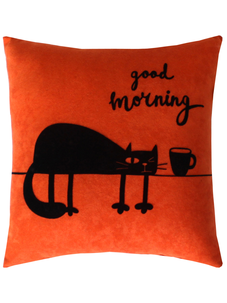 

Подушка декоративная МАТЕХ MEOW LINE GOOD MORNING 35*35*15 лососевый чернильный арт 43-058, MEOW