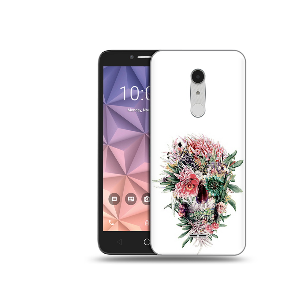 

Чехол MyPads Tocco для Alcatel A3 XL череп из цветов, Прозрачный, Tocco
