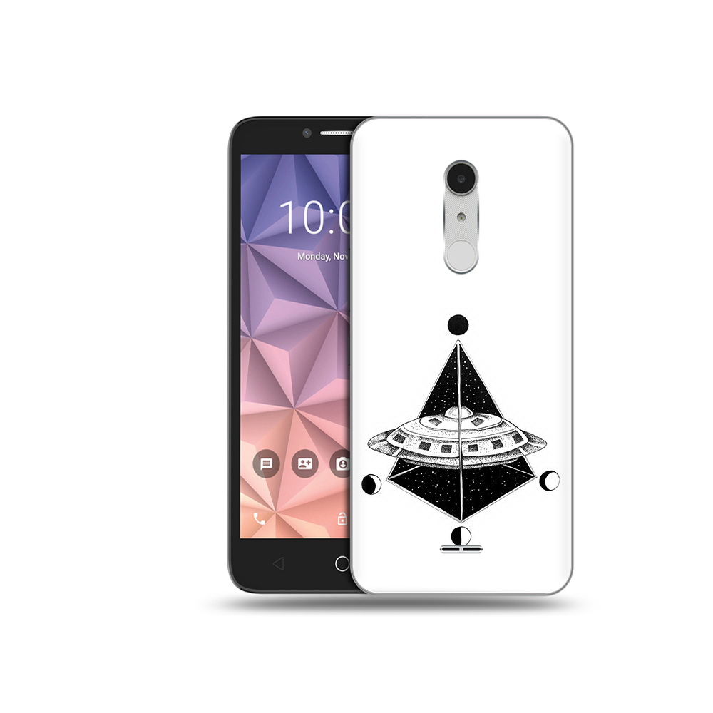 

Чехол MyPads Tocco для Alcatel A3 XL черно белая летающая тарелка, Прозрачный, Tocco
