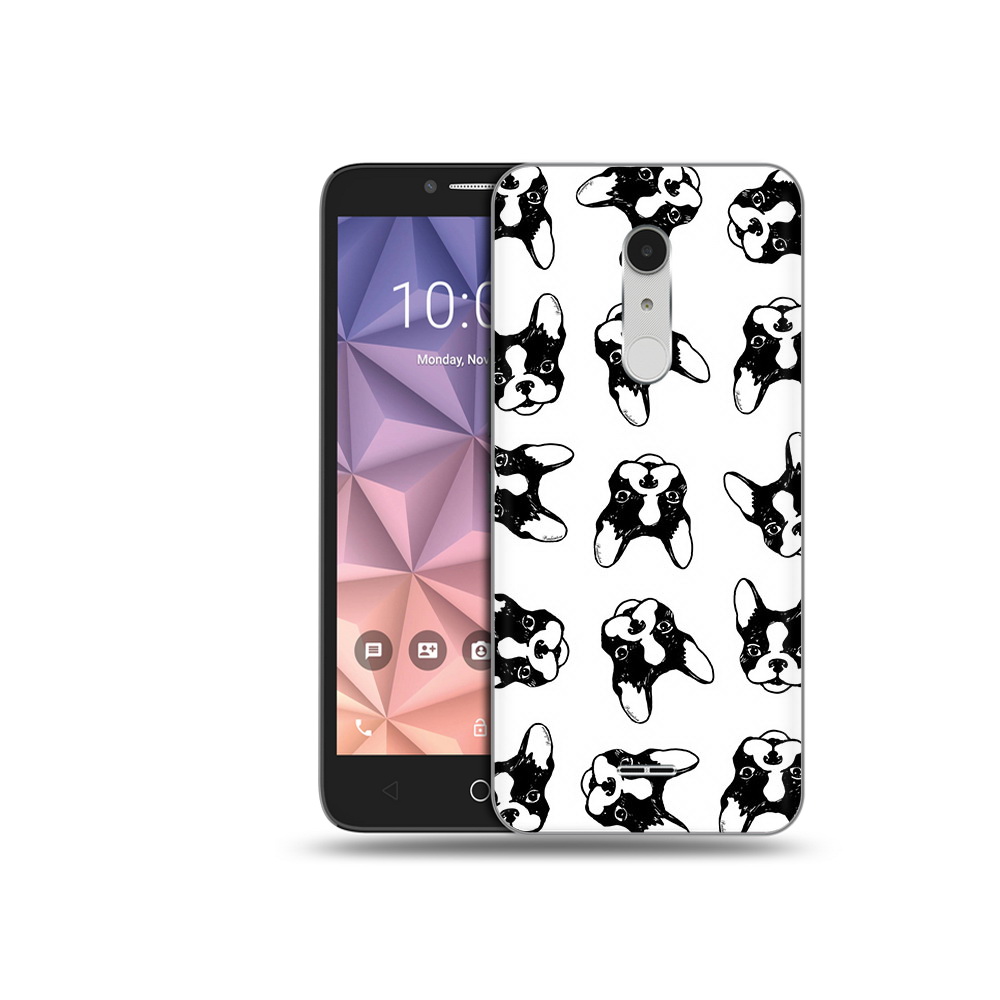 

Чехол MyPads Tocco для Alcatel A3 XL черно белые собачки, Прозрачный, Tocco