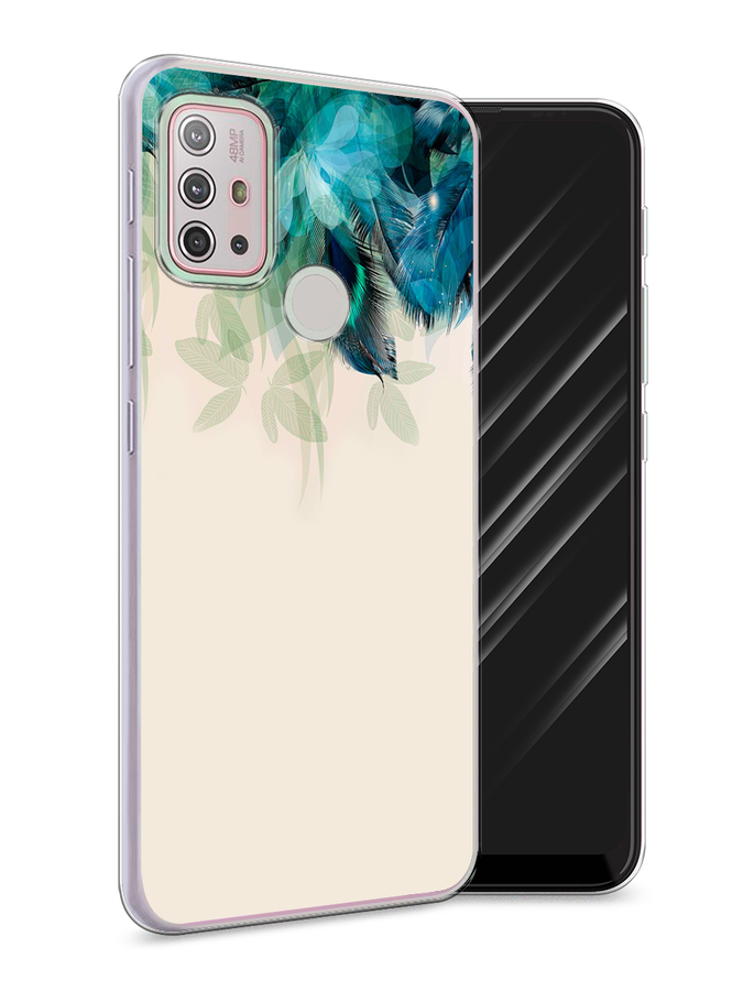 

Чехол Awog на Lenovo K13 Note/Motorola Moto G10/G20/G30 "Перья голубого цвета", Разноцветный, 242150-2