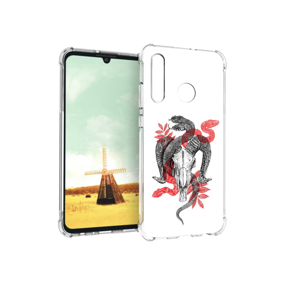 

Чехол MyPads Tocco для Huawei P Smart+ змея в черепе рисунок, Прозрачный, Tocco