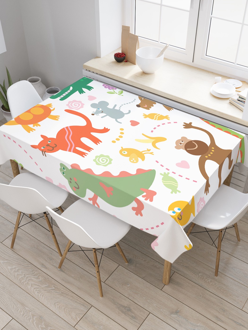 

Скатерть прямоугольная JoyArty "Рисунки детства" из оксфорда, 120x145 см, Белый, Рисунки детства