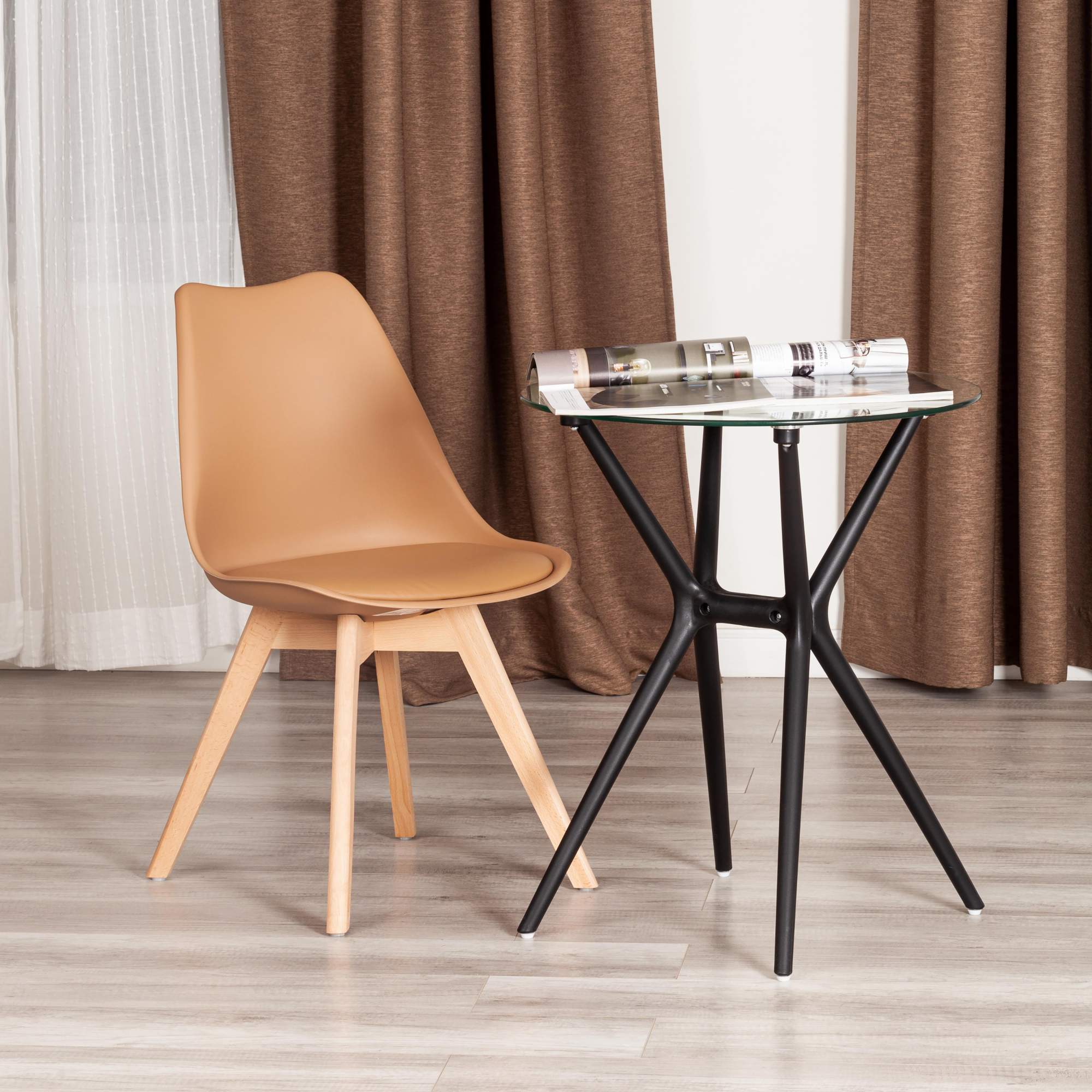 

Стуль для кухни TetChair TULIP, дерево, пластик, экокожа, бежевый, TULIP (mod. 73-1)