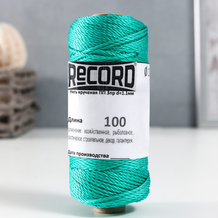 

Нить кручёная 3-х прядная полипропиленовая, d=1.1 мм 100 м (зелёная), Зеленый