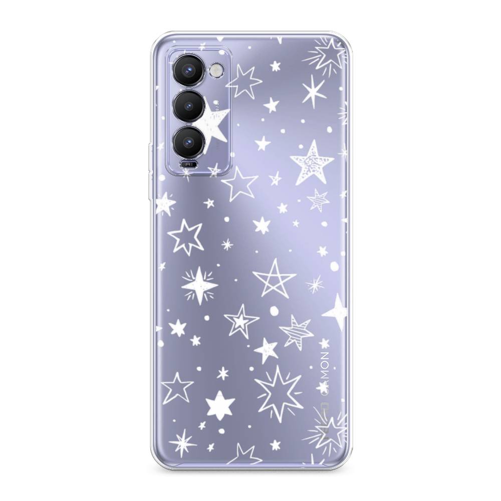 фото Силиконовый чехол "звездочки графика белая" на tecno camon 18t awog