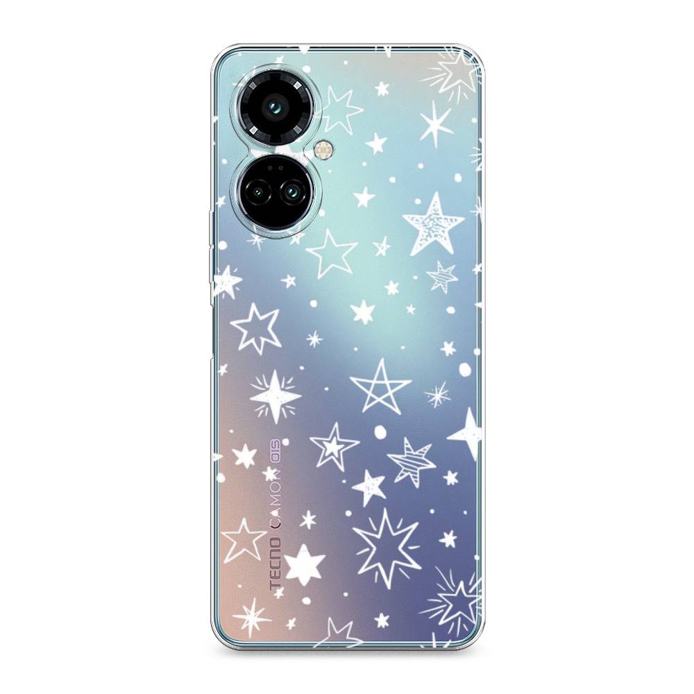 

Силиконовый чехол "Звездочки графика белая" на Tecno Camon 19 Pro