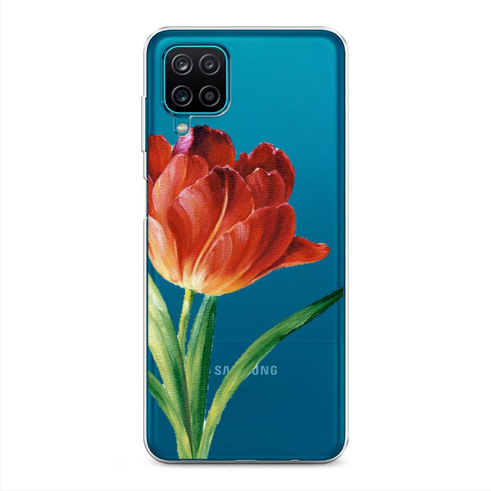 фото Силиконовый чехол "красный тюльпан" на samsung galaxy a12 awog