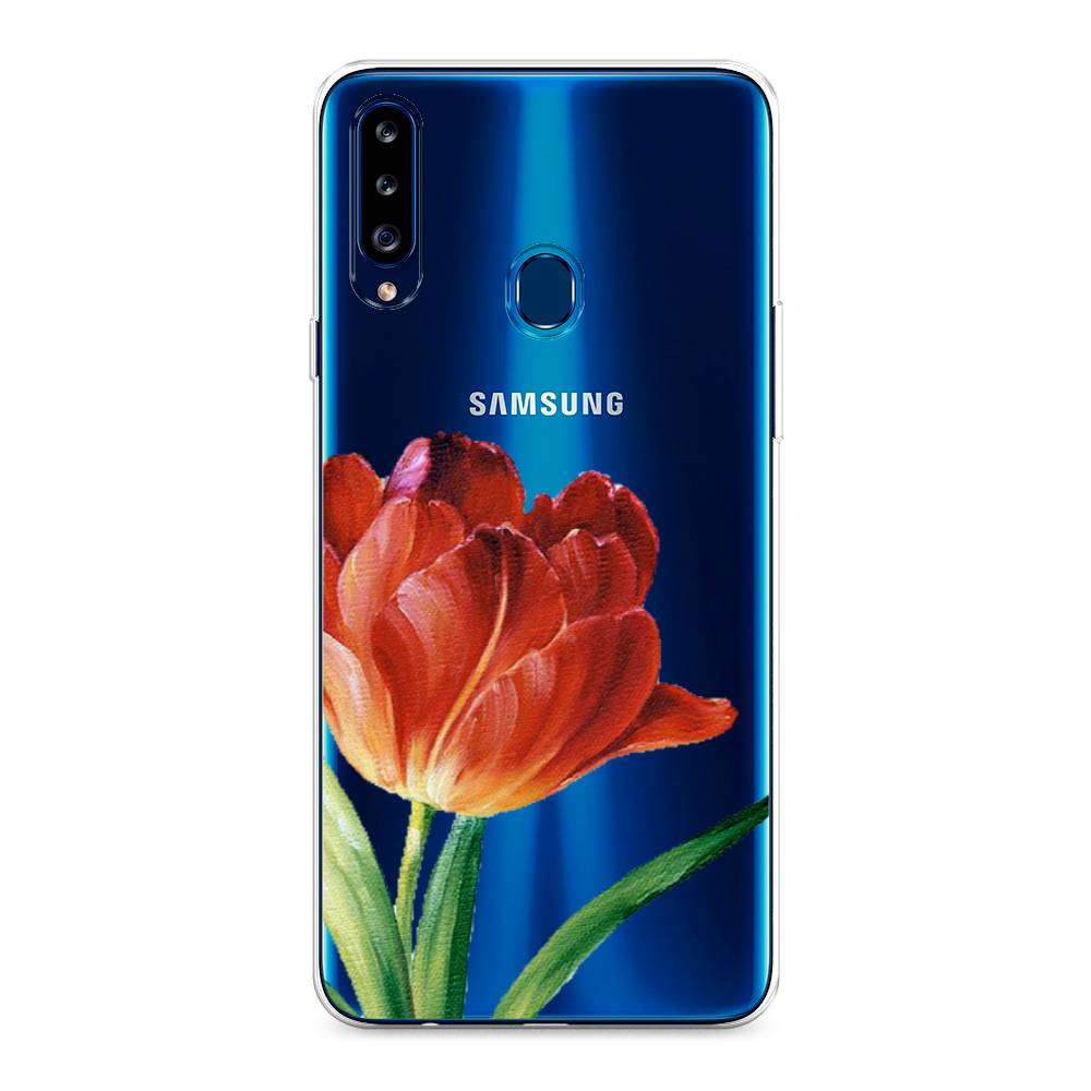 фото Силиконовый чехол "красный тюльпан" на samsung galaxy a20s awog