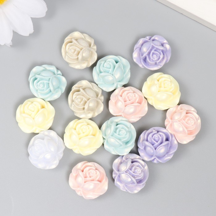 

Бусины для творчества пластик Розочки. Перламутровый блеск набор 20 гр 1,8х2х1 см, Разноцветный