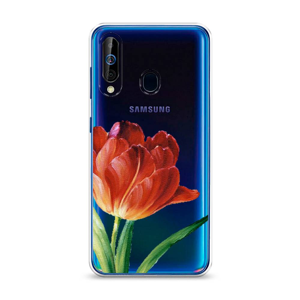 фото Силиконовый чехол "красный тюльпан" на samsung galaxy a60 awog