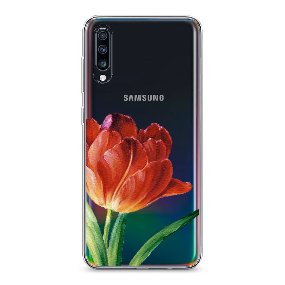 фото Силиконовый чехол "красный тюльпан" на samsung galaxy a70 awog