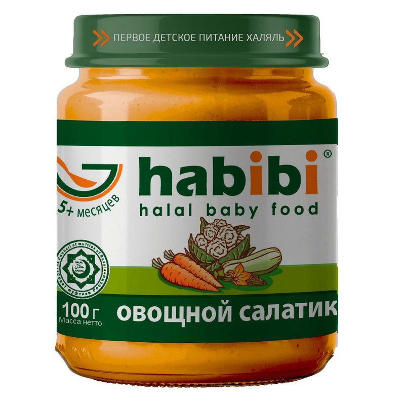 Пюре овощное Habibi Овощной салатик с 5 мес. 100 г, 1 шт.