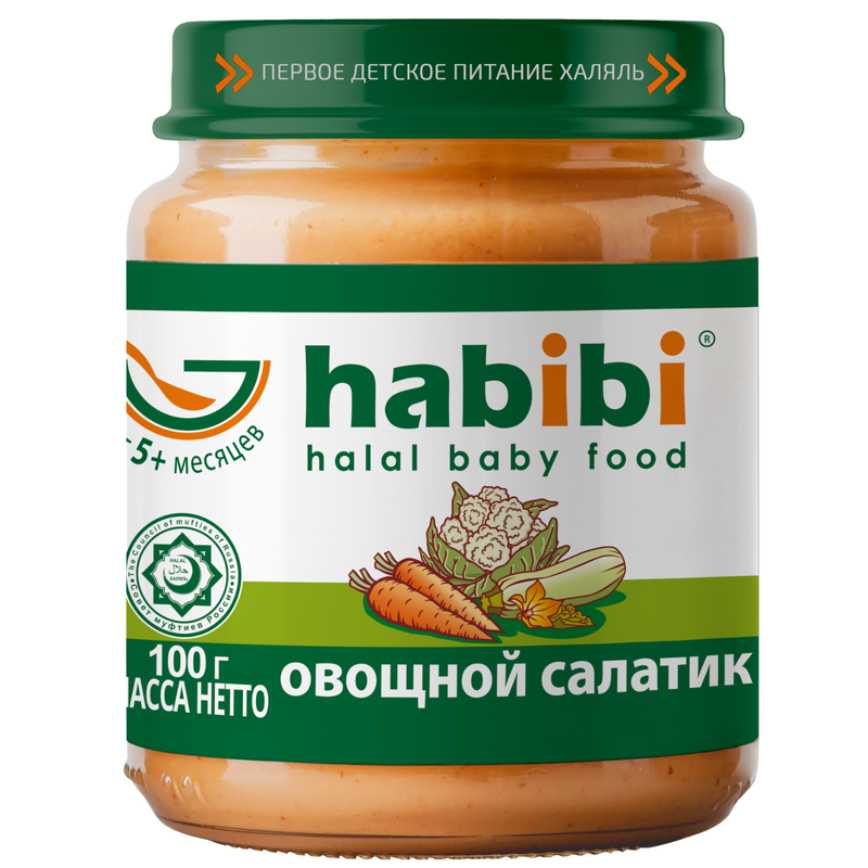 Пюре овощное Habibi Овощной салатик с 5 мес. 100 г, 1 шт.