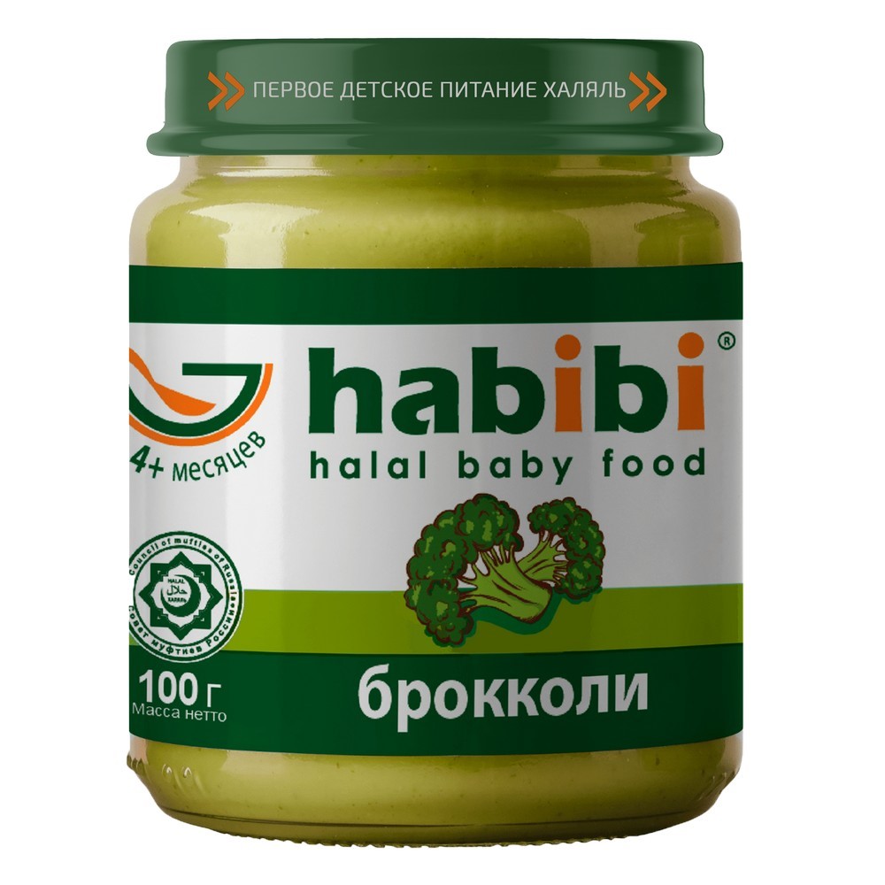 фото Пюре овощное habibi брокколи с 4 мес. 100 г, 1 шт.