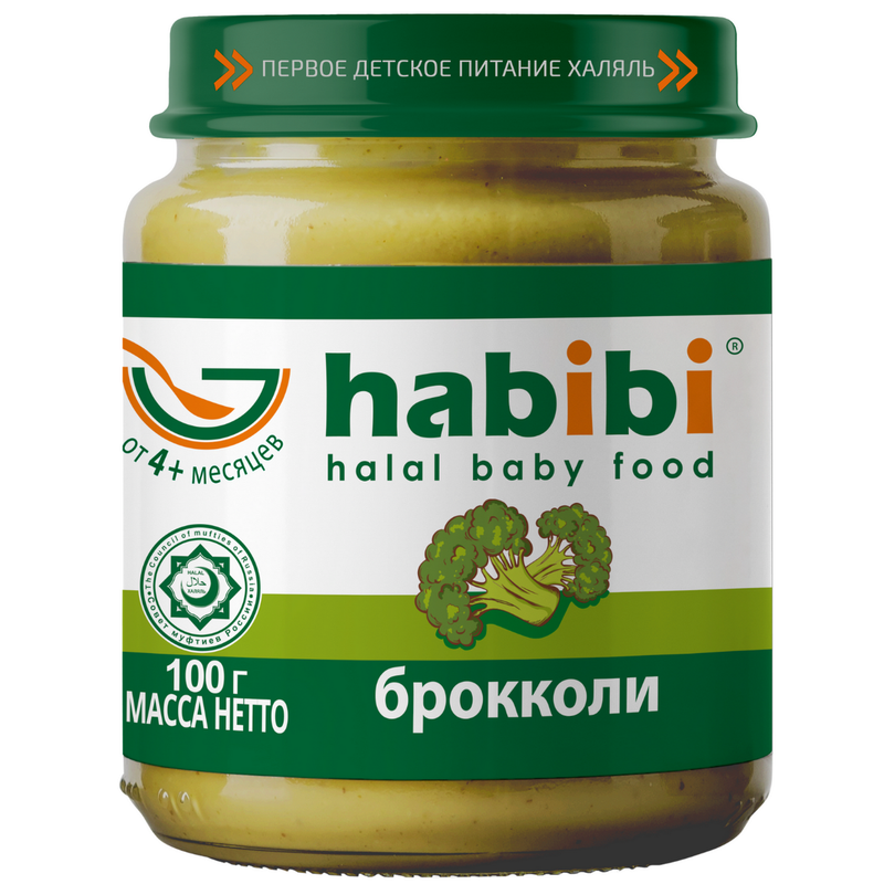 Пюре овощное Habibi Брокколи с 4 мес. 100 г, 1 шт.