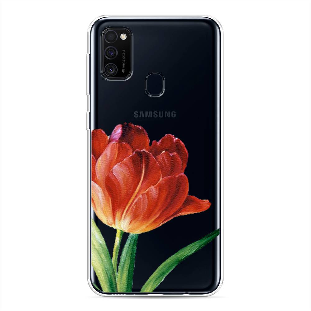 фото Силиконовый чехол "красный тюльпан" на samsung galaxy m30s awog